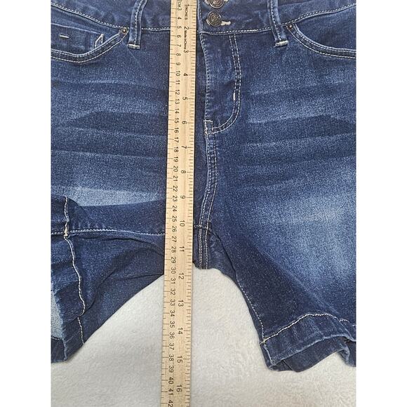 Royalty For Me Shorts Womens 8 Dark Blue Denim High Rise Stretch Shorts - Picture 8 of 10